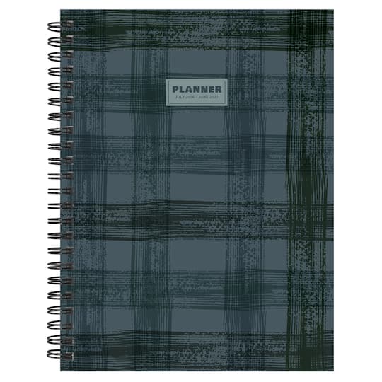 July 2026 - June 2027 Blue Flannel Medium Weekly Monthly Planner